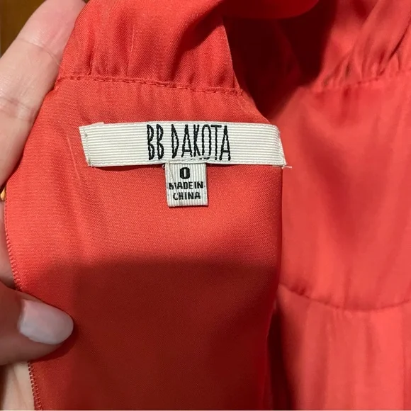 BB Dakota Size 0 Pleated Orange Mini Dress - Picture 5 of 5